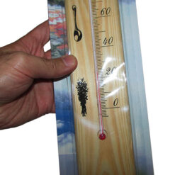 مشاهده بسته بندی دماسنج مخصوص سونا با بدنه چوبی و رنج دمای 0 تا 120 درجه سانتیگراد
